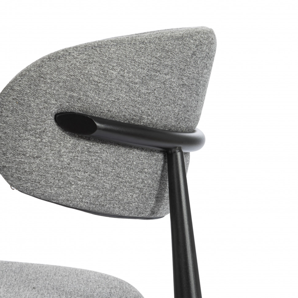 Стул обеденный Belsay/Белси велюр/металл, светло-серый/черный, 46х53х79см