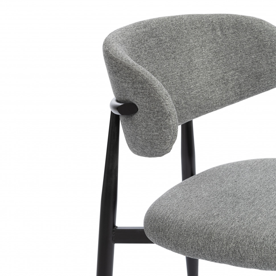 Стул обеденный Belsay/Белси велюр/металл, светло-серый/черный, 46х53х79см