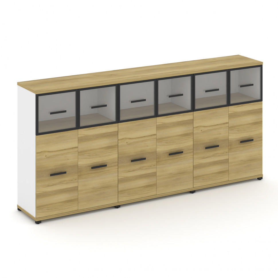 Concept Шкаф 3 широкие секции, 3 ниши CN.STS-334 RPB B Дуб Винченцо/Белый Бриллиант/Металл Черный/Пр