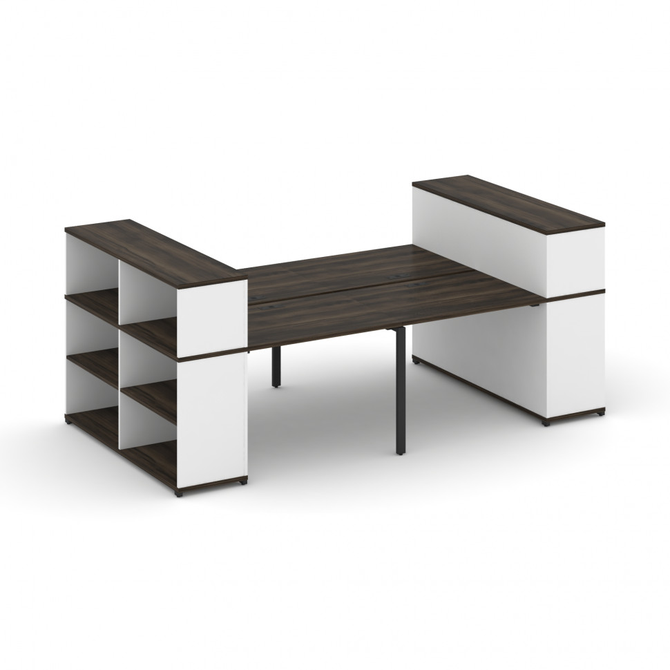 Concept Рабочая станция с опорными стеллажами с надставкой низ. CN.DRS-253 Дуб Мали/Белый Бриллиант/