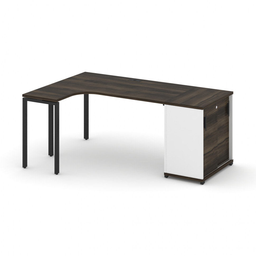 Concept Стол эргономичный с опорным шкафом-купе CN.SA-217(L) B Дуб Мали/Белый Бриллиант/Металл Черн Concept Стол эргономичный с опорным шкафом-купе CN.SA-217(L) B Дуб Мали/Белый Бриллиант/Металл Черн