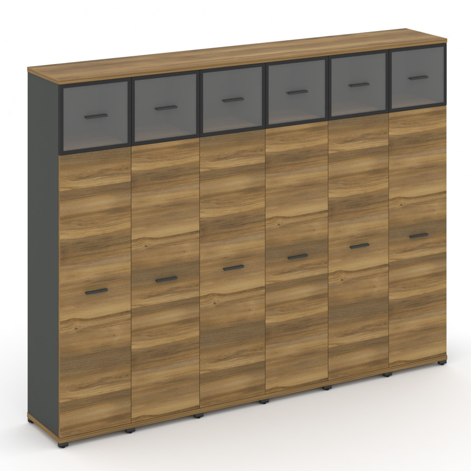 Concept Шкаф 6 узких секций, 5 ниш CN.STU-567 RPB A Сандал Янтарный/Антрацит/Металл Антрацит/Прозрач