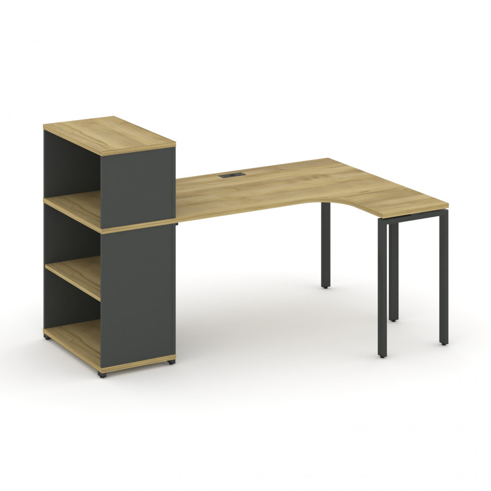 Concept Стол эргономичный с опорным стеллажом с надставкой низ. CN.SA-206(R) Дуб Винченцо/Антрацит/М