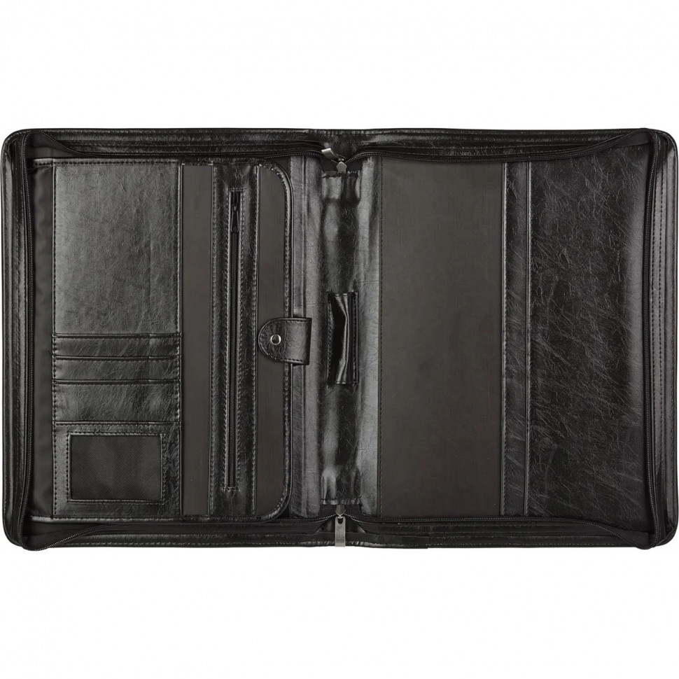 Папка деловая Алекс из искусственной кожи № 161 с ручкой черного цвета