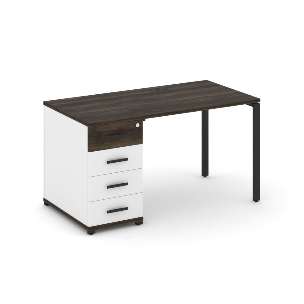 Concept Стол рабочий с 1 опорной тумбой CN.SP-401 B Дуб Мали/Белый Бриллиант/Металл Черный 1400*720* Concept Стол рабочий с 1 опорной тумбой CN.SP-401 B Дуб Мали/Белый Бриллиант/Металл Черный 1400*720*