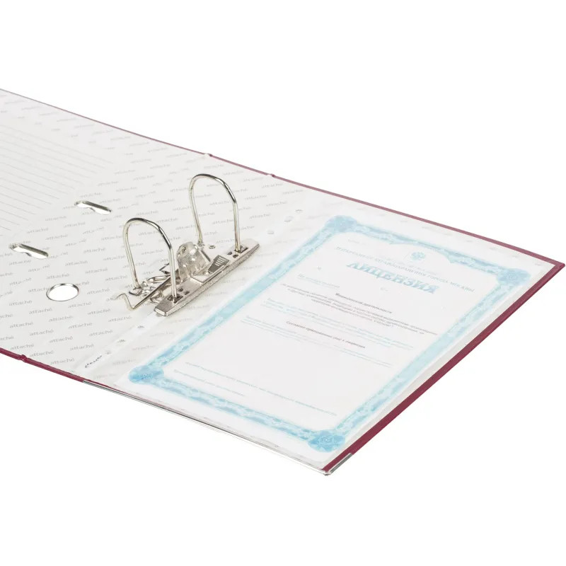 Папка-регистратор 75мм Attache А4, бордо, тиснение кожа, метал угол