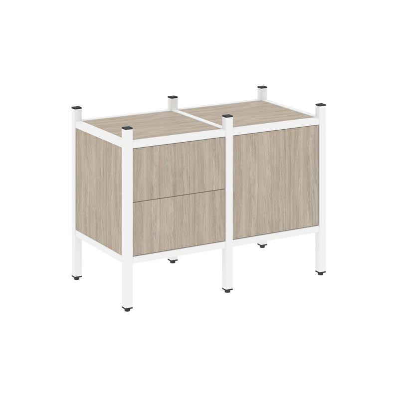 Loft Прямой стеллаж VR.L-01 Дуб Аттик/Металл Белый 862*446*636 Loft Прямой стеллаж VR.L-01 Дуб Аттик/Металл Белый 862*446*636