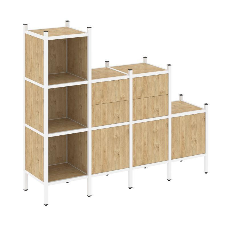 Loft Прямой стеллаж VR.L-17 Тиквуд Светлый/Металл Белый 1694*446*1458