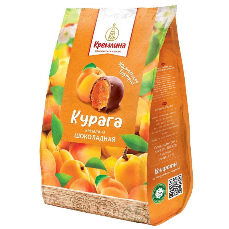 Конфеты шоколадные Кремлина Курага шоколадная, 190г