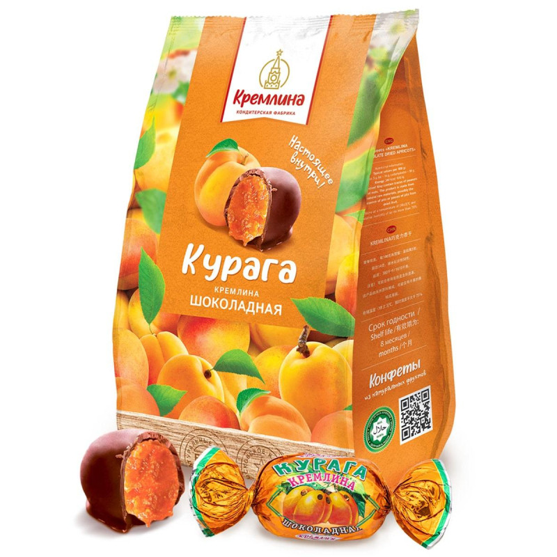 Конфеты шоколадные Кремлина Курага шоколадная, 190г