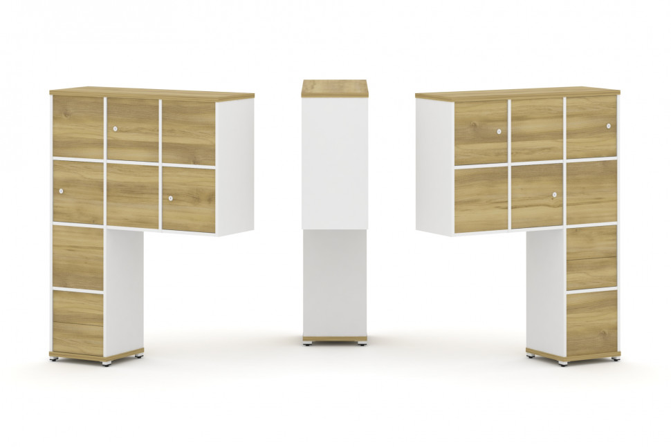 Concept Надставка высокая CN.DNV-004 Дуб Винченцо/Белый Бриллиант/Металл Белый 1099*350*1486