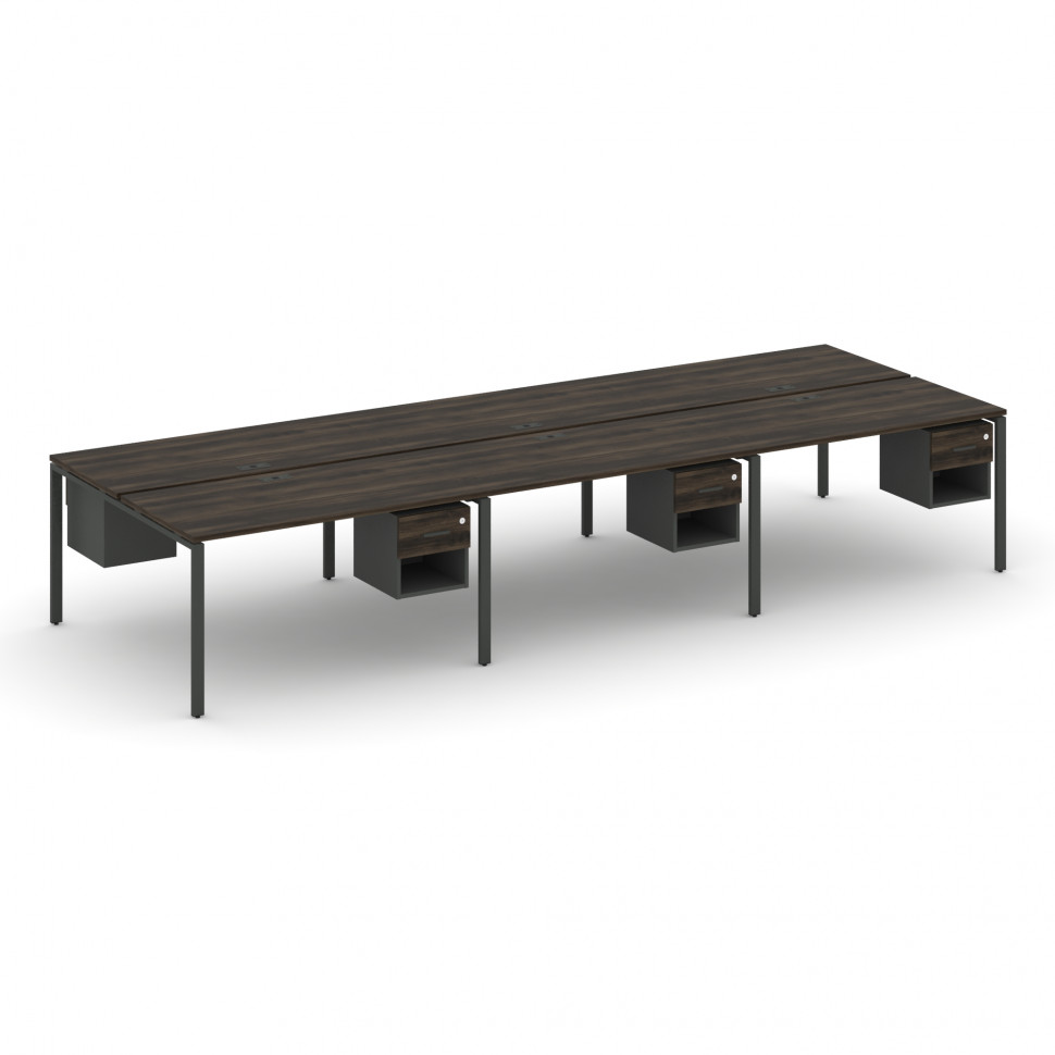 Concept Рабочая станция двухсторонняя с подвес. тумбами на 6 мест CN.DRS-158 A Дуб Мали/Антрацит/Мет