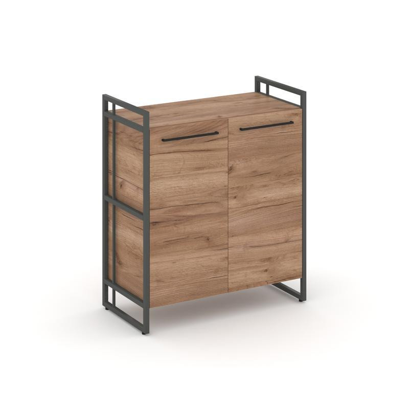 Rift Шкаф 2 ниши широкий RF.SS-21 Дуб Табак/Металл Антрацит/Черный Ручки 798*396*924