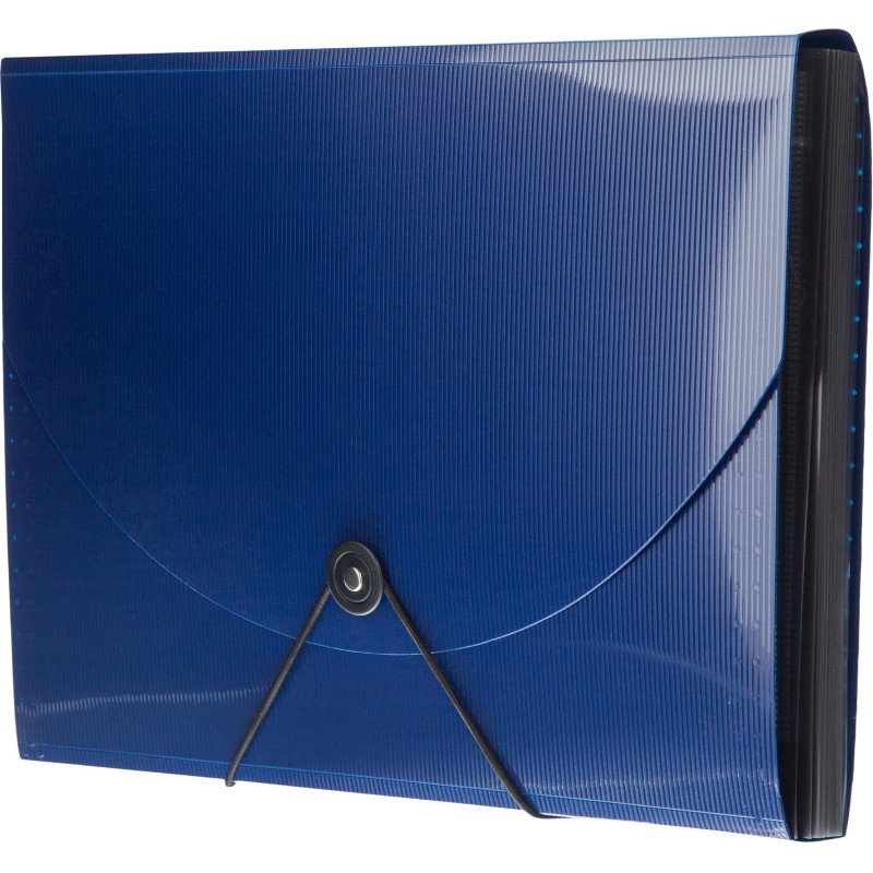 Портфель-картотека Комус на резинке 12 отд. А4, синий Портфель-картотека Комус на резинке 12 отд. А4, синий