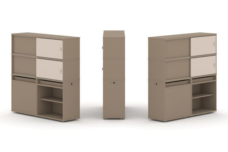 Estetica Набор №22. Тумба двойная+высокая надставка ES.NB.2V-22 Латте/Капучино 1500*410*1520