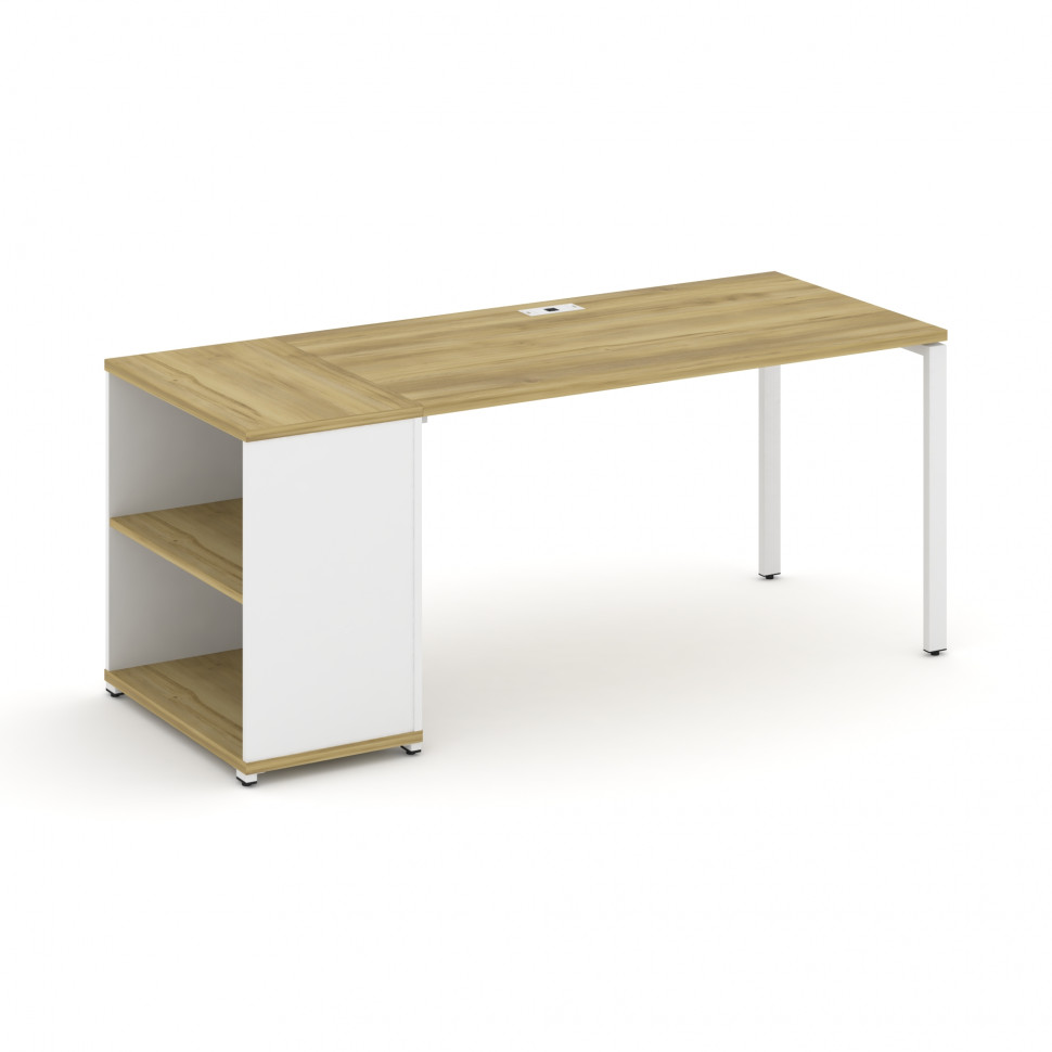 Concept Стол рабочий с опорным стеллажом CN.SP-203 Дуб Винченцо/Белый Бриллиант/Металл Белый 1800*72