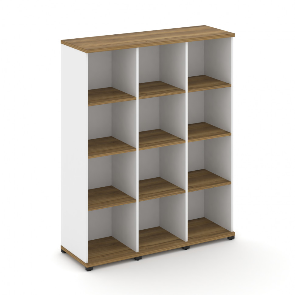 Concept Стеллаж 3 узкие секции, 4 ниши CN.STU-430 Сандал Янтарный/Белый Бриллиант/Металл Черный 1252