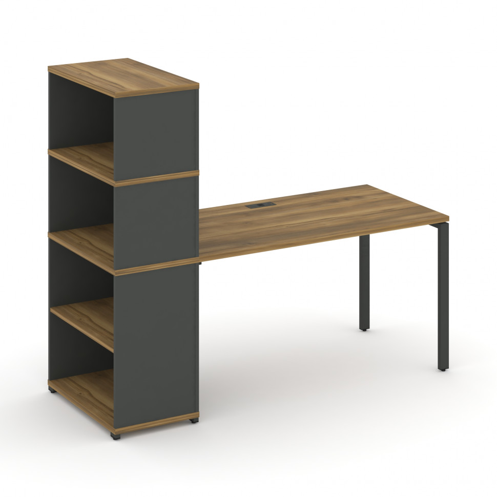 Concept Стол рабочий с опорным стеллажом с надставкой выс. CN.SP-215 Сандал Янтарный/Антрацит/Металл