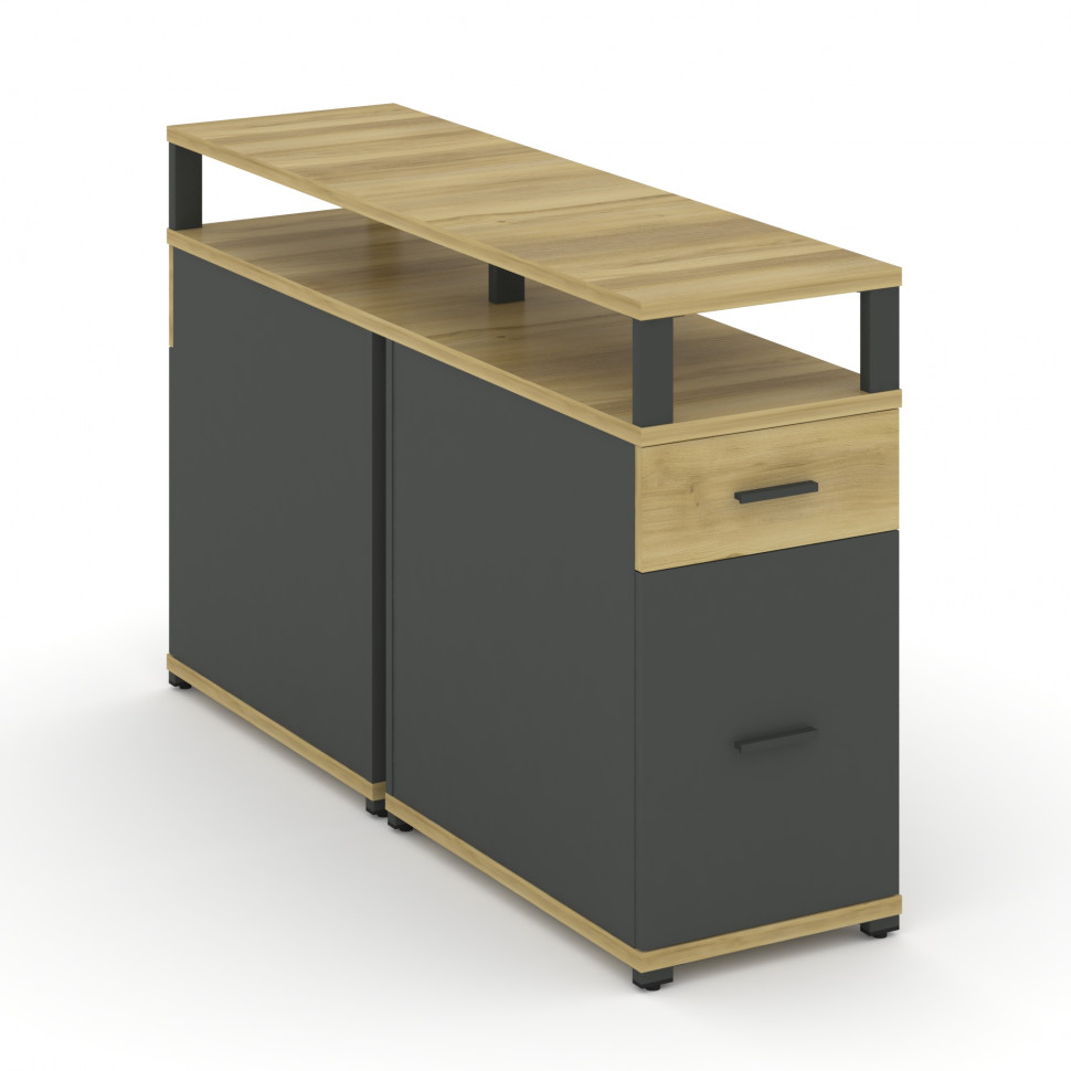 Concept Тумба двухсторонняя опорная/приставная 1 ящ.+1 распаш. фасад с надставкой. CN.DTGO-006 A Дуб