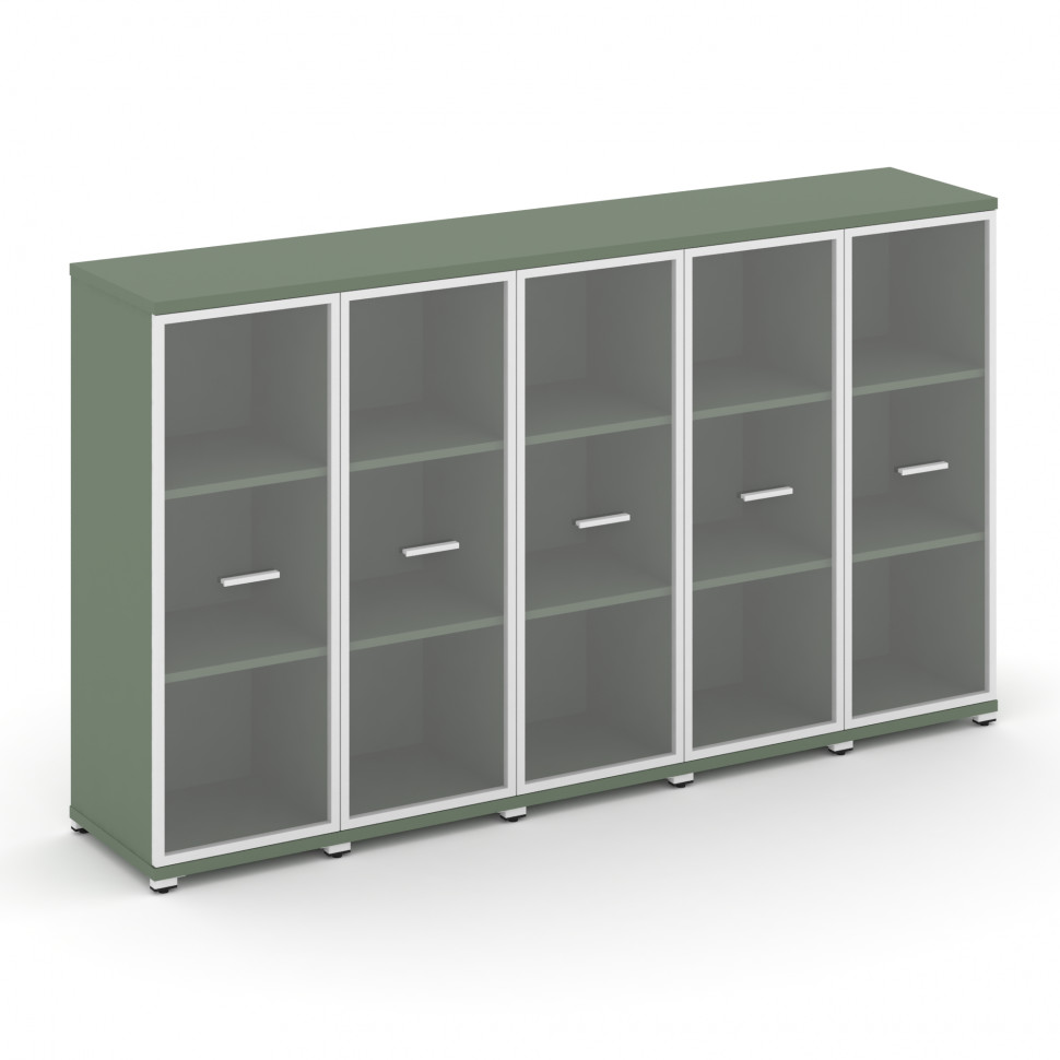 Concept Шкаф 5 узких секций, 3 ниши CN.STU-356 RPW W Кобо/Металл Белый/Прозрачный 2084*420*1186