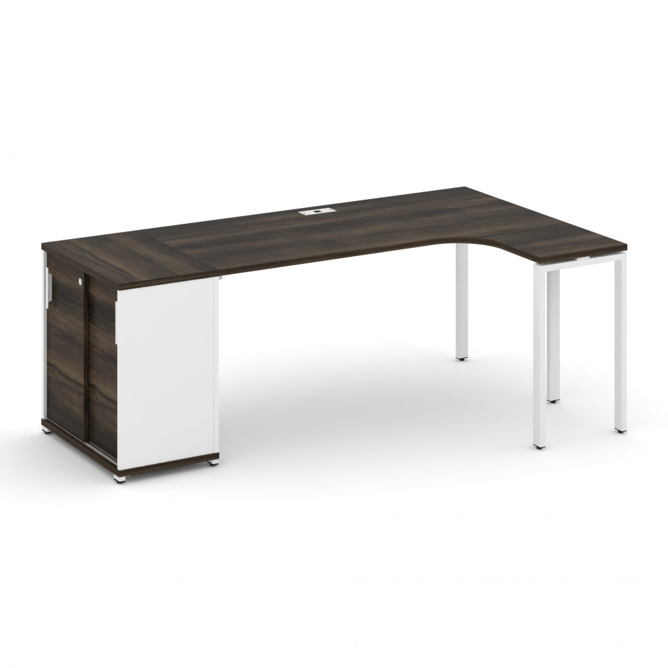 Concept Стол эргономичный с опорным шкафом-купе CN.SA-218(R) W Дуб Мали/Белый Бриллиант/Металл Белы Concept Стол эргономичный с опорным шкафом-купе CN.SA-218(R) W Дуб Мали/Белый Бриллиант/Металл Белы