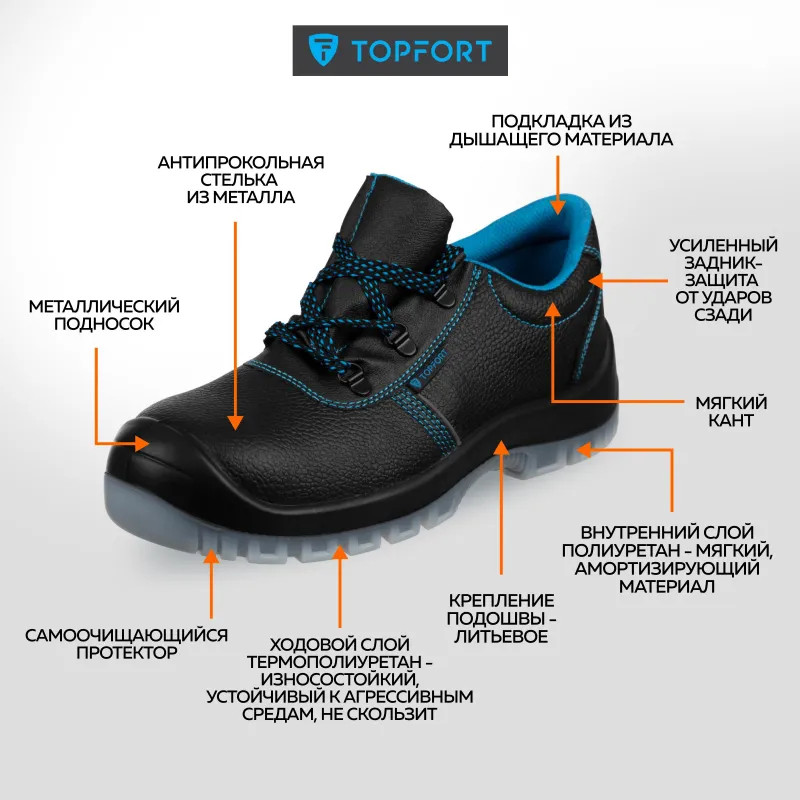 Полуботинки TOPFORT 2 МПП, ПУ/ТПУ р.45