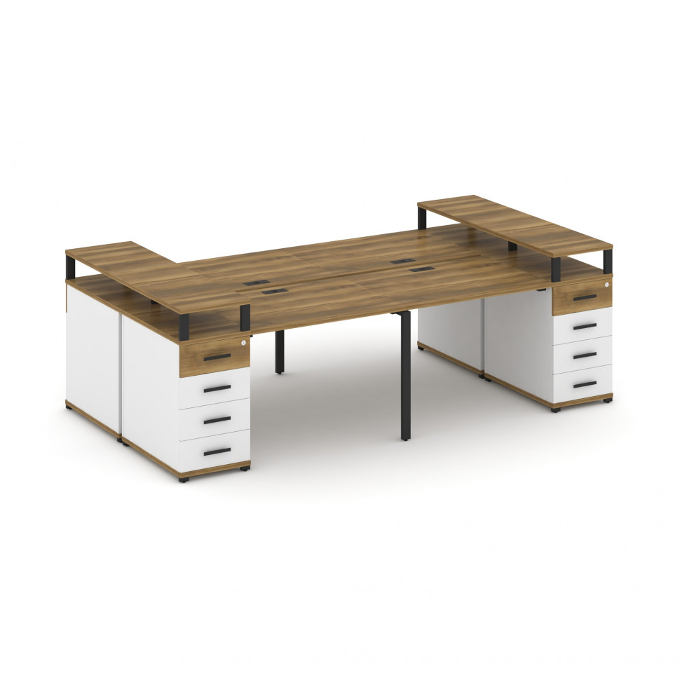 Concept Рабочая станция 4 места с 2 опорными тумбами CN.DRS-441 B Сандал Янтарный/Белый Бриллиант/Ме Concept Рабочая станция 4 места с 2 опорными тумбами CN.DRS-441 B Сандал Янтарный/Белый Бриллиант/Ме