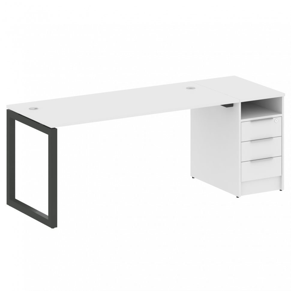 Metal System Quattro Рабочая станция с тумбой на О-образном м/к 50БО.РС-СТП-1.4 Белый/Металл Антраци Metal System Quattro Рабочая станция с тумбой на О-образном м/к 50БО.РС-СТП-1.4 Белый/Металл Антраци