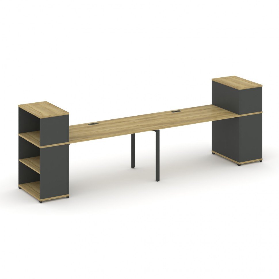 Concept Рабочая станция с опорными стеллажами с надставкой низ. CN.ORS-212 Дуб Винченцо/Антрацит/Мет Concept Рабочая станция с опорными стеллажами с надставкой низ. CN.ORS-212 Дуб Винченцо/Антрацит/Мет