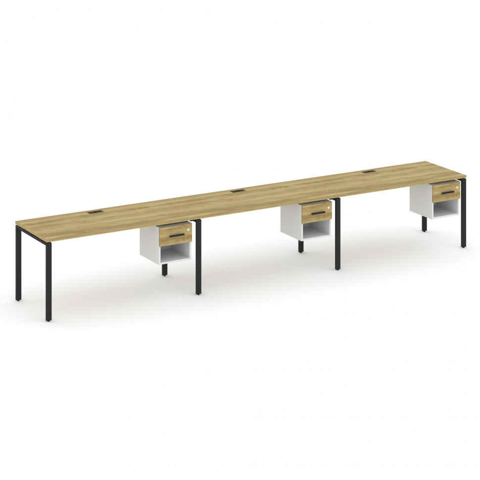 Concept Рабочая станция односторонняя с подвес. тумбами 3 места CN.ORS-140 B Дуб Винченцо/Белый Брил