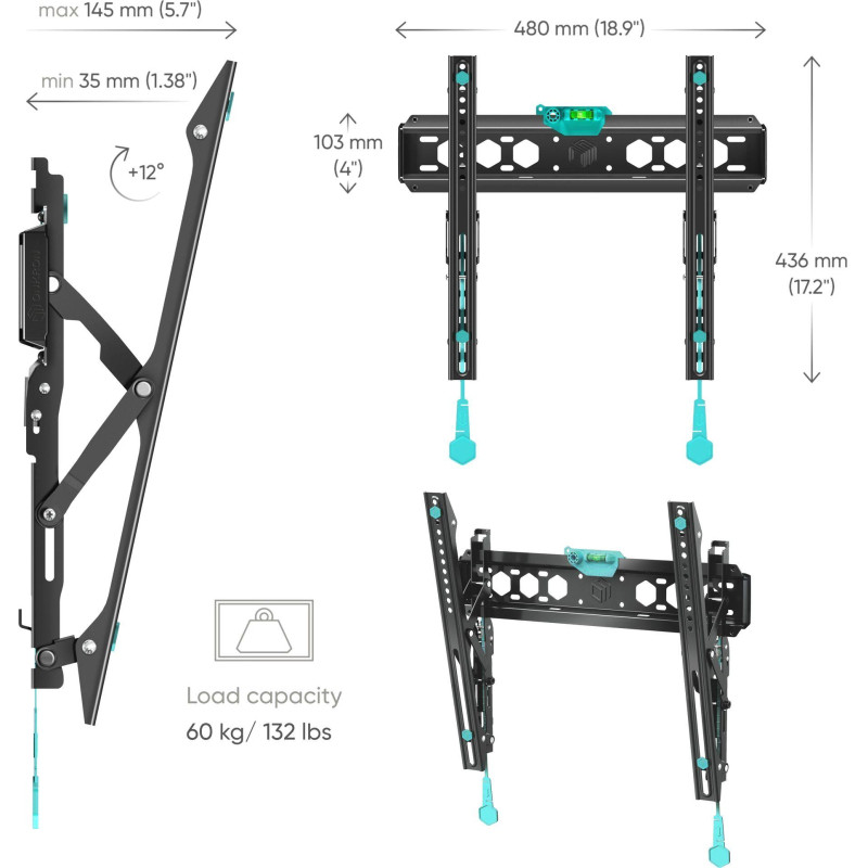 Кронштейн для телевизора Onkron 32-70 наклонный, черный TM5