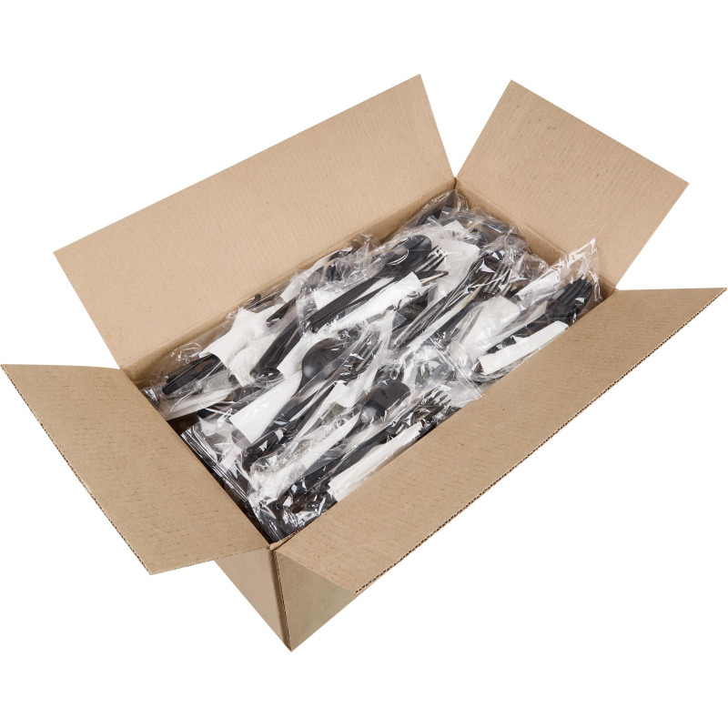 Набор столовых приборов №5 черный 18см., (в,л. ст., н.,салф,зуб) 200 шт/уп