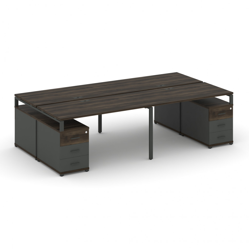 Concept Рабочая станция 4 места с 2 двухсторонними опорными тумбами CN.DRS-328 A Дуб Мали/Антрацит/М Concept Рабочая станция 4 места с 2 двухсторонними опорными тумбами CN.DRS-328 A Дуб Мали/Антрацит/М