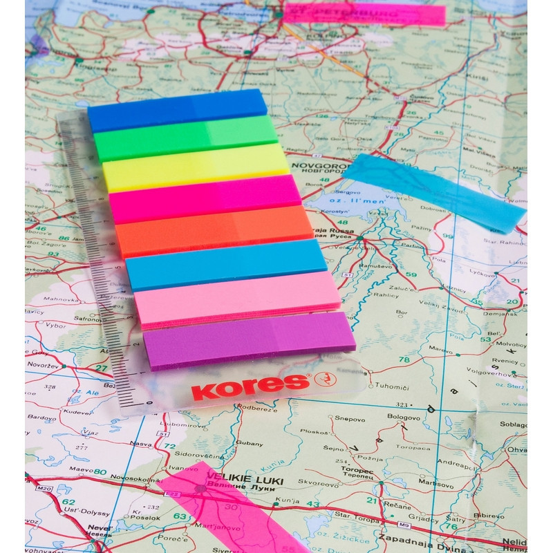 Клейкие закладки пласт. 8цв.по 25л. Film на линейке Kores 45120