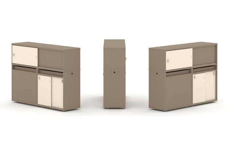 Estetica Набор №22. Тумба двойная+низкая надставка ES.NB.2N-22 Латте/Сатин 1500*410*1135