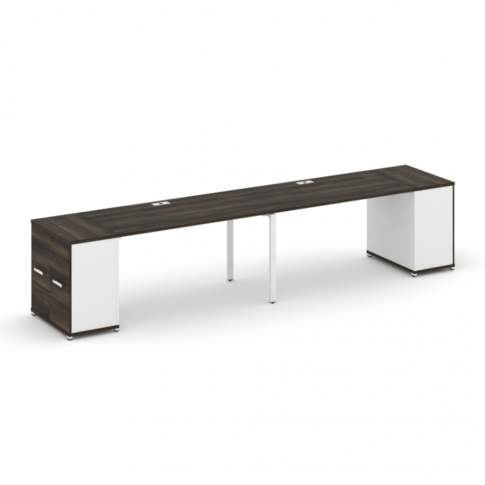 Concept Рабочая станция с опорными распаш. шкафами CN.ORS-219 W Дуб Мали/Белый Бриллиант/Металл Белы