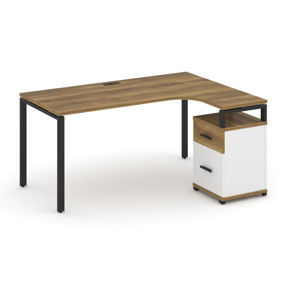 Concept Стол эргономичный с опорной тумбой CN.SA-308(R) B Сандал Янтарный/Белый Бриллиант/Металл Чер Concept Стол эргономичный с опорной тумбой CN.SA-308(R) B Сандал Янтарный/Белый Бриллиант/Металл Чер