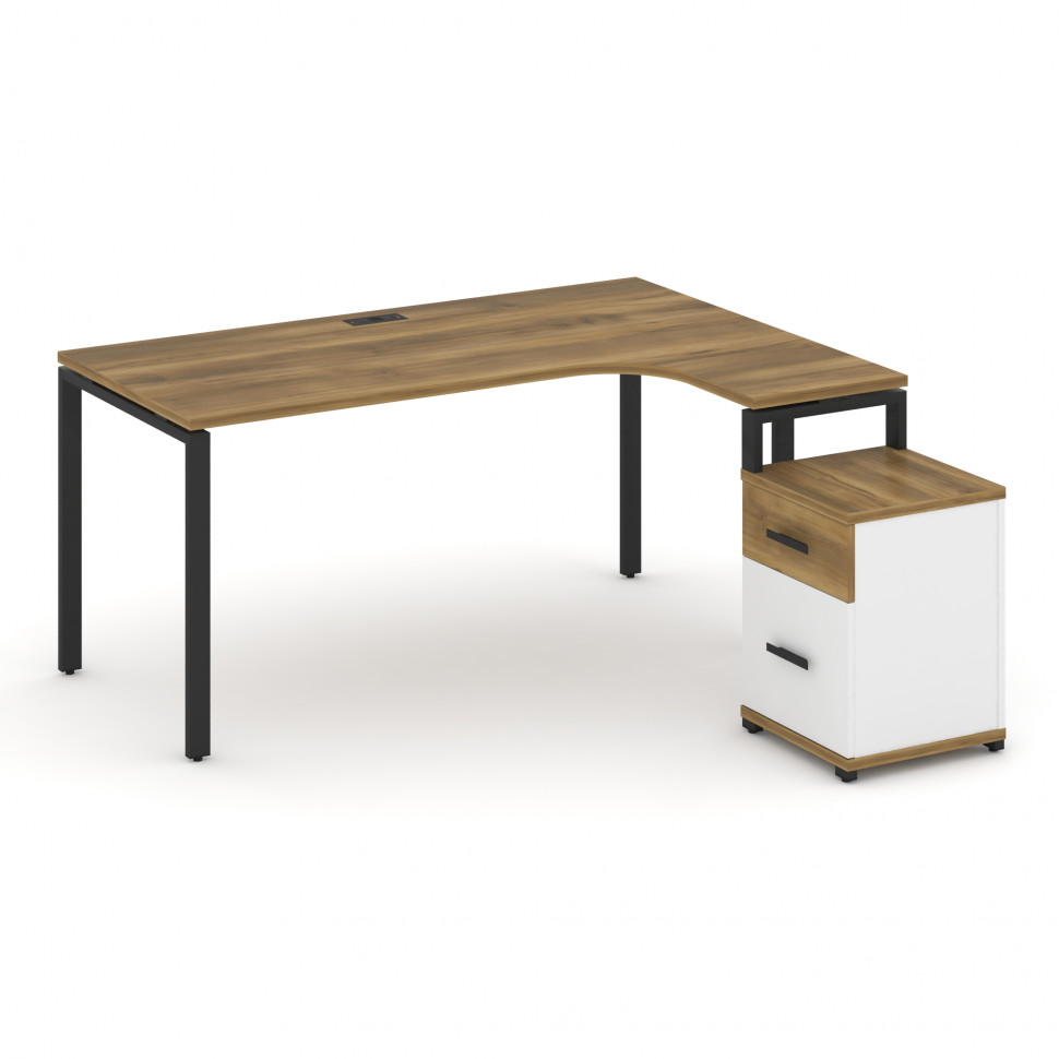 Concept Стол эргономичный с опорной тумбой CN.SA-308(R) B Сандал Янтарный/Белый Бриллиант/Металл Чер Concept Стол эргономичный с опорной тумбой CN.SA-308(R) B Сандал Янтарный/Белый Бриллиант/Металл Чер