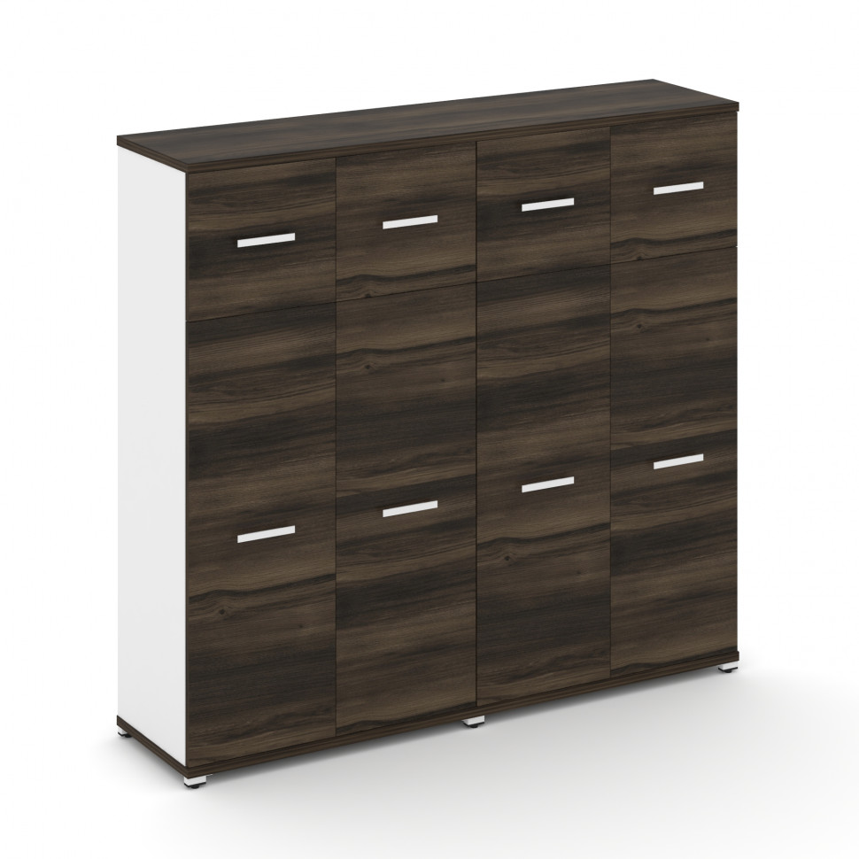 Concept Шкаф 2 широкие секции, 4 ниши CN.STS-424 W Дуб Мали/Белый Бриллиант/Металл Белый 1668*420*15