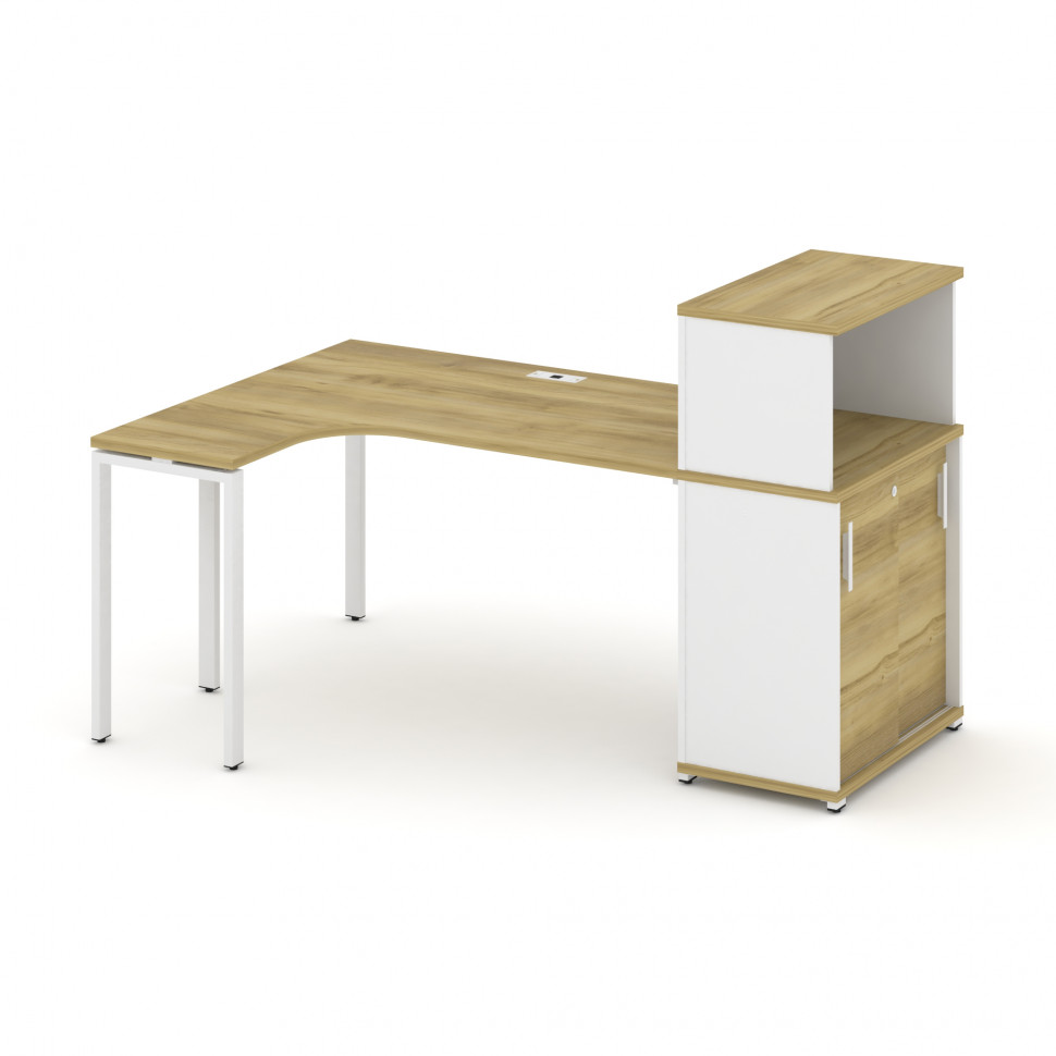 Concept Стол эргономичный с опорным шкафом-купе с надставкой низ.  CN.SA-219(L) W Дуб Винченцо/Белый