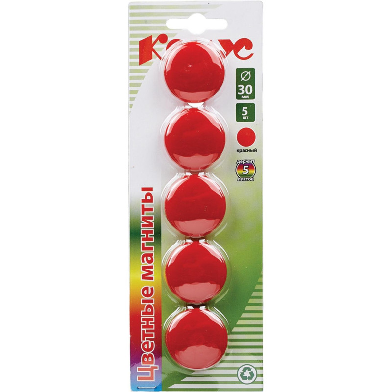 Магнитный держатель для досок Комус 30 мм, 5шт/уп. 3217 красный Магнитный держатель для досок Комус 30 мм, 5шт/уп. 3217 красный