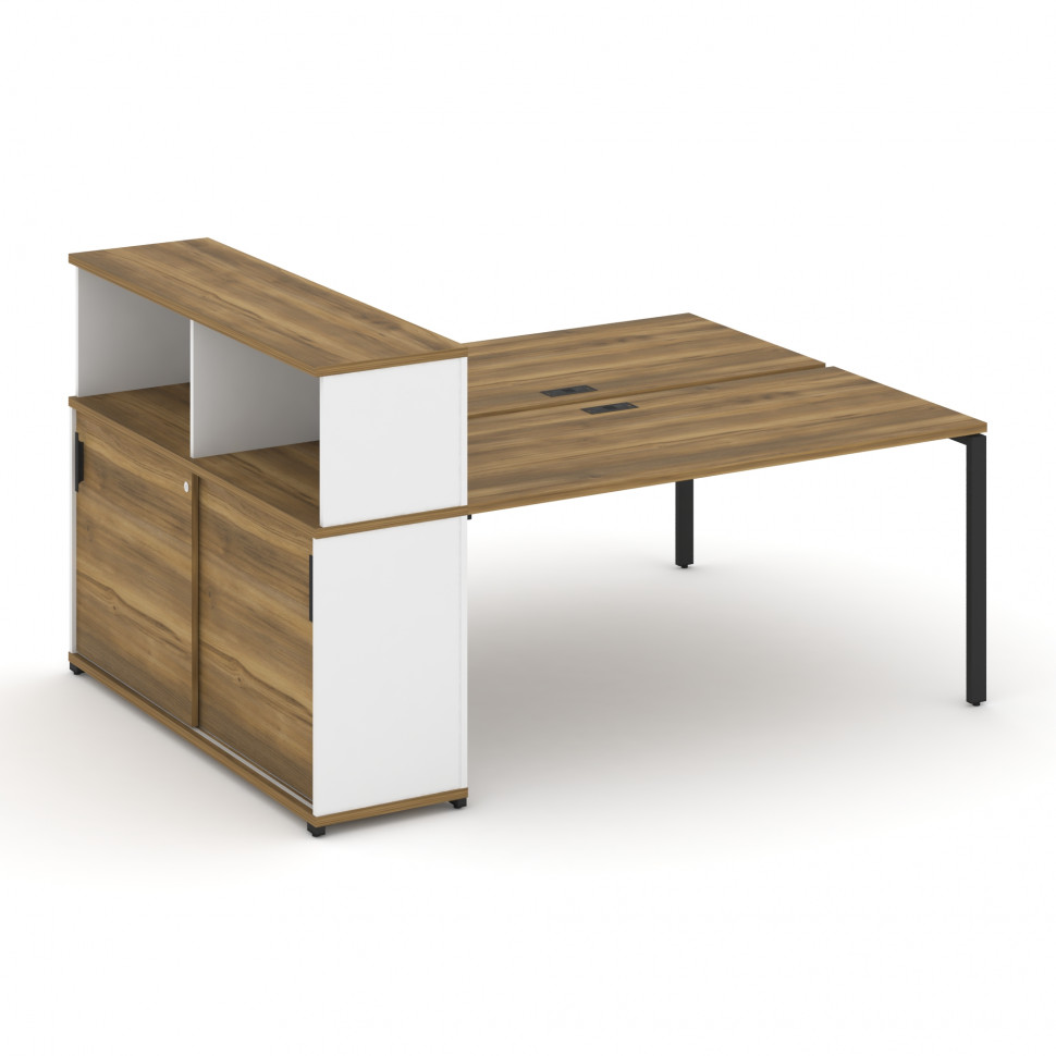 Concept Рабочая станция с опорным шкафом-купе с надставкой низ. CN.DRS-240 B Сандал Янтарный/Белый Б