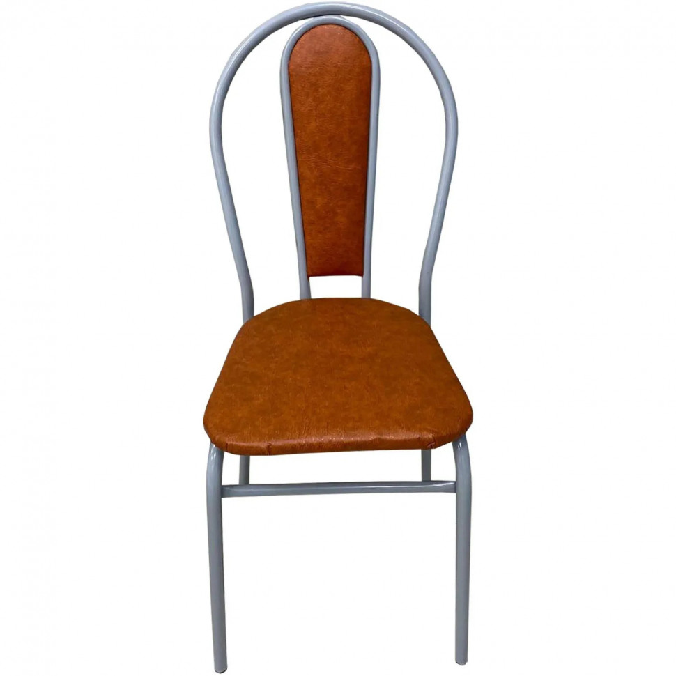 Стул металлический с мягкой спинкой титан-коричневый 4352