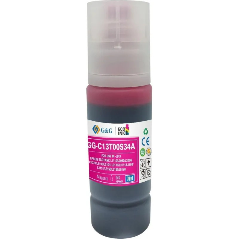 Чернила G&G (GG-C13T00S34A) пур. 70мл для L1110, L3151 Чернила G&G (GG-C13T00S34A) пур. 70мл для L1110, L3151