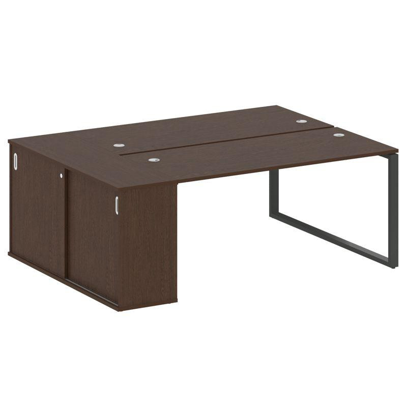 Metal System Рабочая станция с шкафом-купе на О-образном м/к БО.РС-СШК-1.4 Т Венге Цаво/Металл Антра