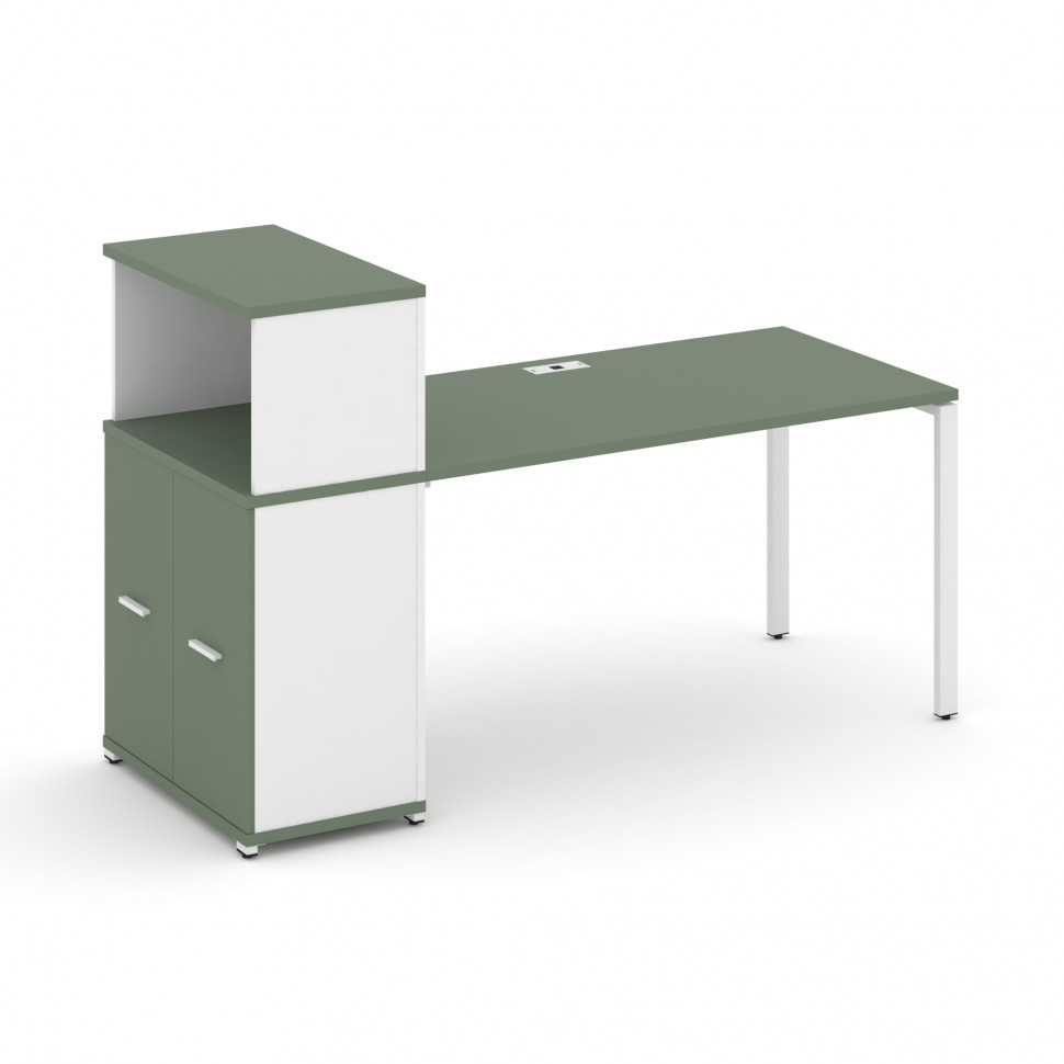 Concept Стол рабочий с опорным распаш. шкафом с надставкой низ. CN.SP-225 W Кобо/Белый Бриллиант/Мет Concept Стол рабочий с опорным распаш. шкафом с надставкой низ. CN.SP-225 W Кобо/Белый Бриллиант/Мет