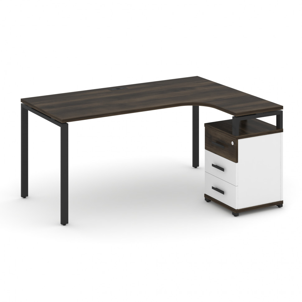 Concept Стол эргономичный с опорной тумбой CN.SA-307(R) B Дуб Мали/Белый Бриллиант/Металл Черный 158