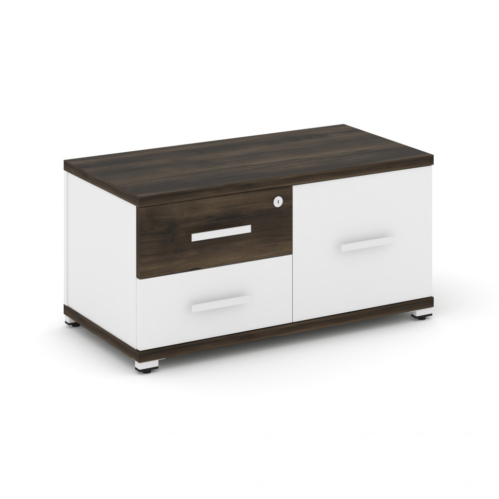 Concept Тумба приставная широкая 2 ящ.+1 распаш. фасад CN.TSP-004 W Дуб Мали/Белый Бриллиант/Металл
