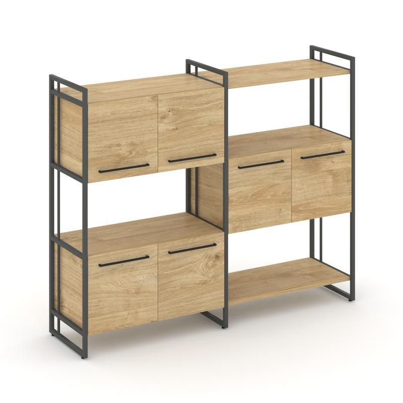 Rift Шкаф комбинированый RF.NS-004 Тиквуд Светлый/Металл Антрацит/Черный Ручки 1576*396*1286