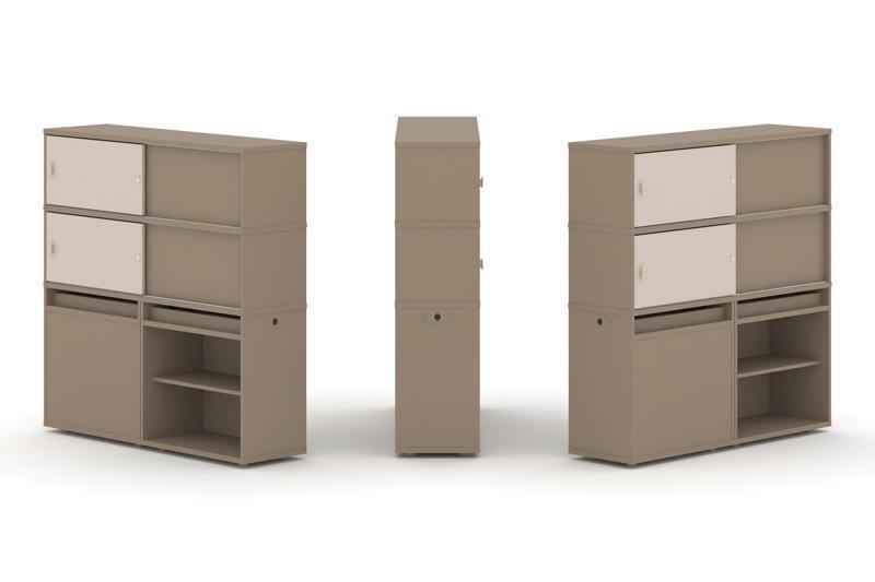 Estetica Набор №23. Тумба двойная+высокая надставка ES.NB.2V-23 Латте/Капучино 1500*410*1520